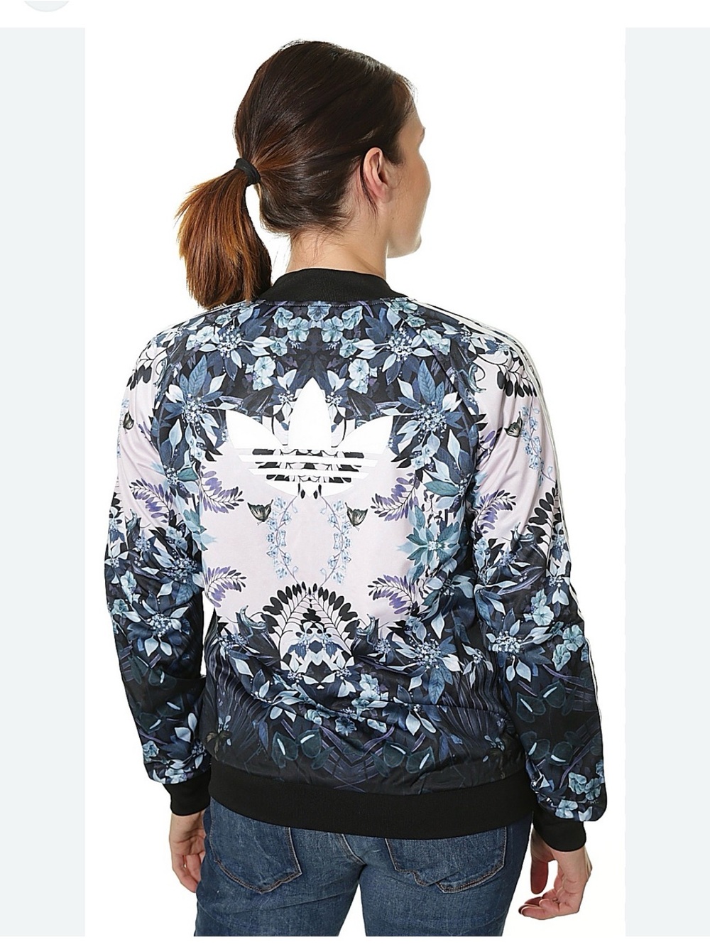 adidas Floral Bomber Jacket in Pink, Black and Gray